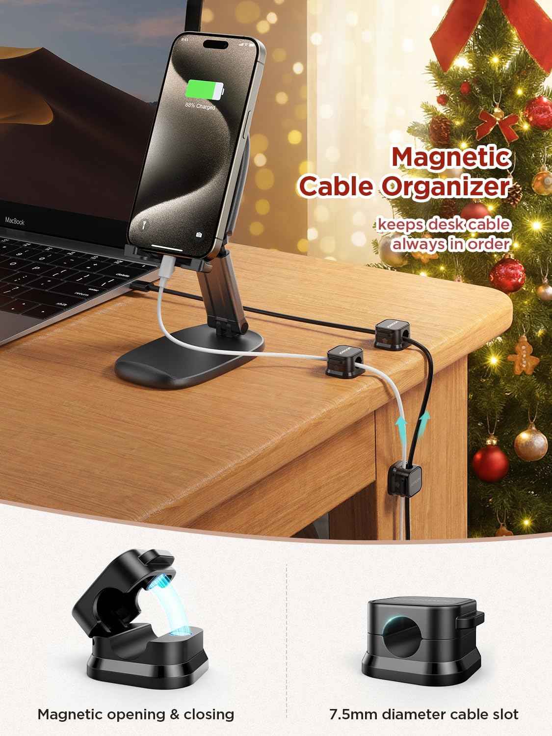 JOYROOM Magnetic Cable Clips 6 Pack, Practical Housewarming Gift for New Homeowners Who Love an Organized Space