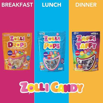 Zollipops KETO Taffy Strawberry Banana 5oz – Family-Safe Sugarless Chewy Candy for Playdates and Snack Drawer