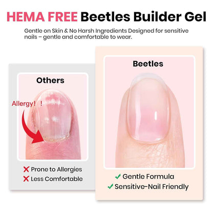 Beetles 7-in-1 Clear Builder Gel – Skin-Safe DIY Manicure for Allergy-Prone Users