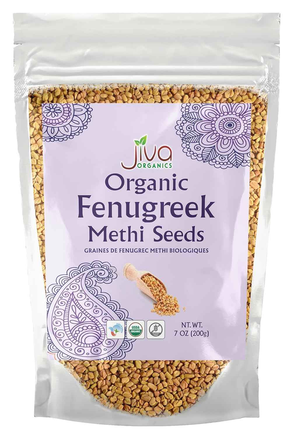 Jiva Organic Fenugreek Seeds 7 Ounce – Hormone-Balancing Methi Seeds for Nightly Wellness Rituals & Soothing Herbal Tonics
