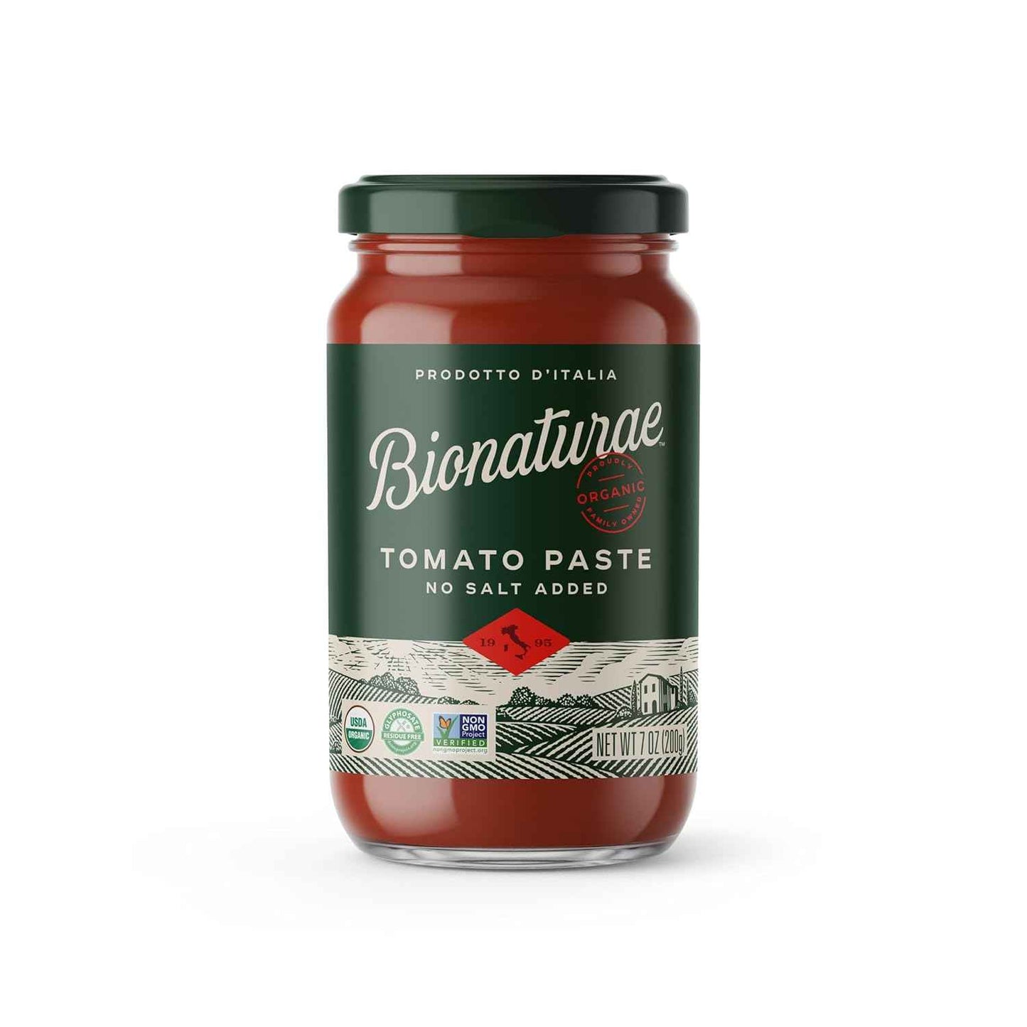 Bionaturae Organic Tomato Paste - Single Origin Italian Tomatoes in Elegant Glass Jar for Artisan Home Cuisine, 7 Oz