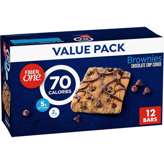 Fiber One 70 Calorie Brownies – Mindful Snacking for Your Wellness Routine, Chocolate Chip Cookie Flavor