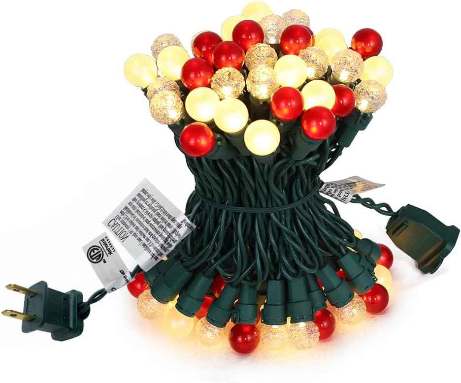 Addlon Pearlized G15 Globe String Lights – Thoughtful Housewarming Gift for Her with Vintage Holiday Ambiance