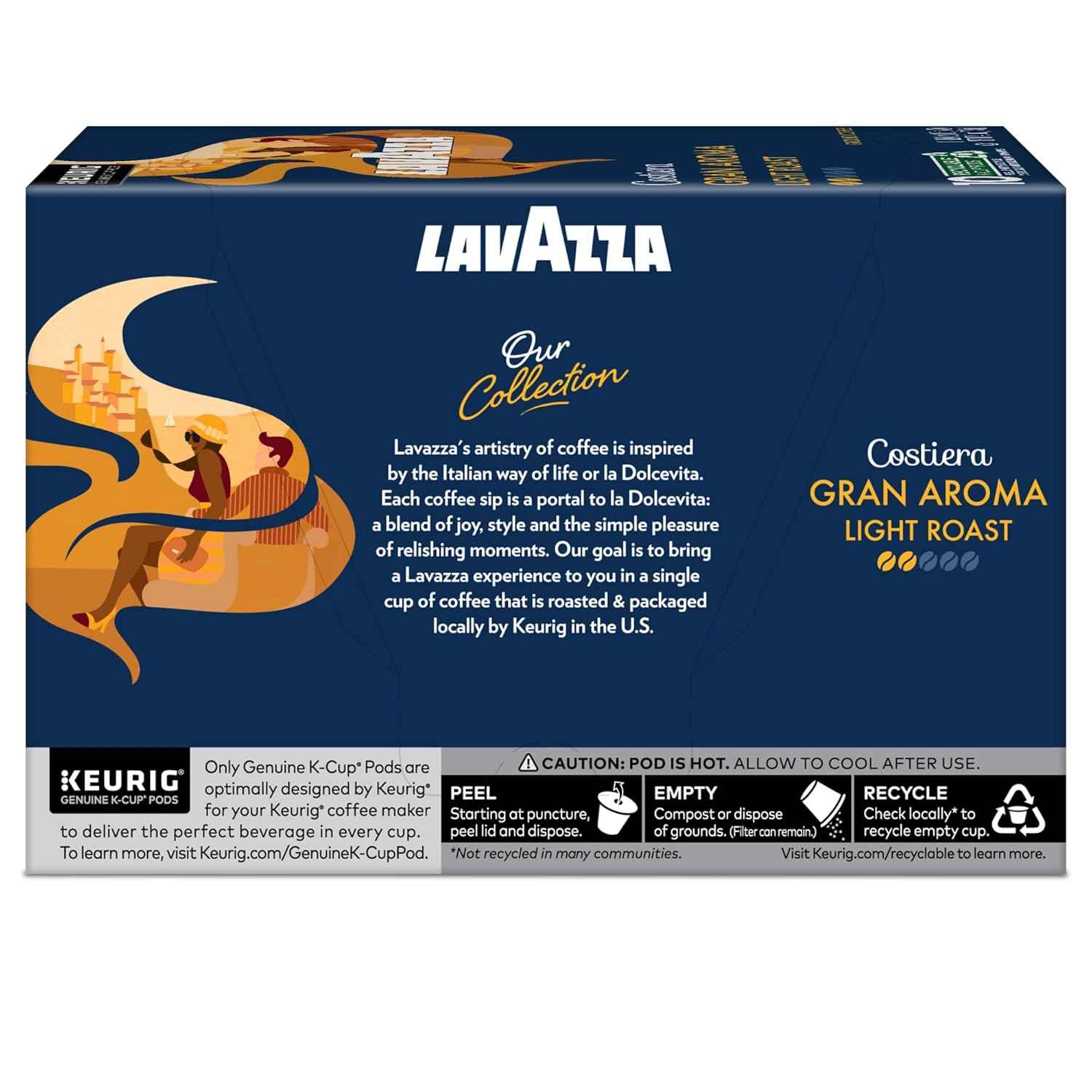 Lavazza Costiera Gran Aroma, Single-Serve Keurig K-Cup Pods, Light Roast Coffee
