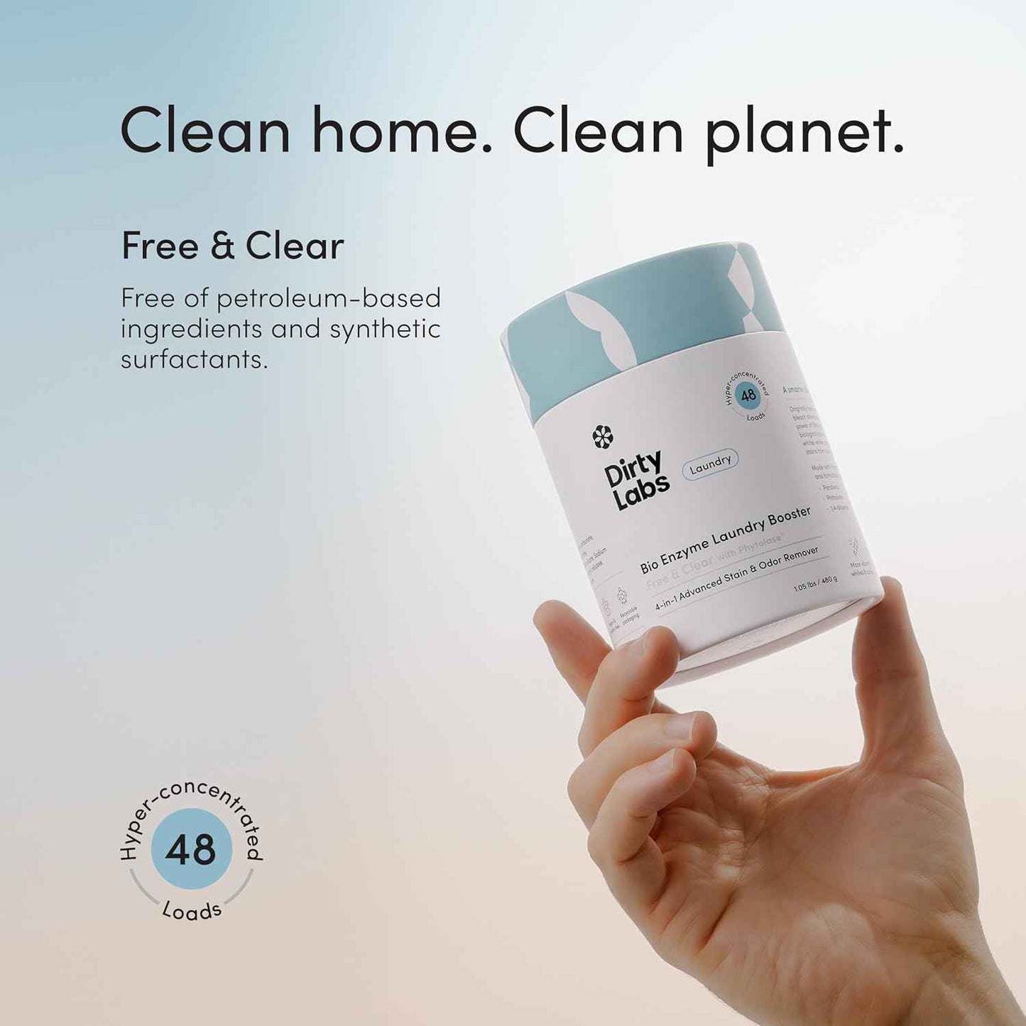 Dirty Labs | Scent Free | Bio Enzyme Laundry Booster | Hyper Concentrated | High Efficiency & Standard Machine Washer | Nontoxic, Biodegradable | Stain & Odor Removal Enzyme Booster