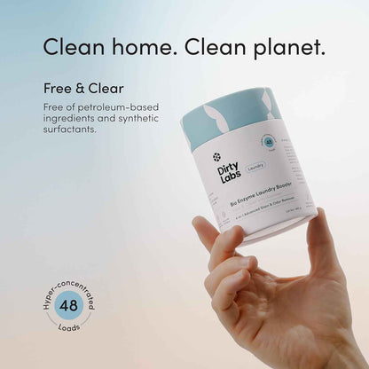 Dirty Labs | Scent Free | Bio Enzyme Laundry Booster | Hyper Concentrated | High Efficiency & Standard Machine Washer | Nontoxic, Biodegradable | Stain & Odor Removal Enzyme Booster