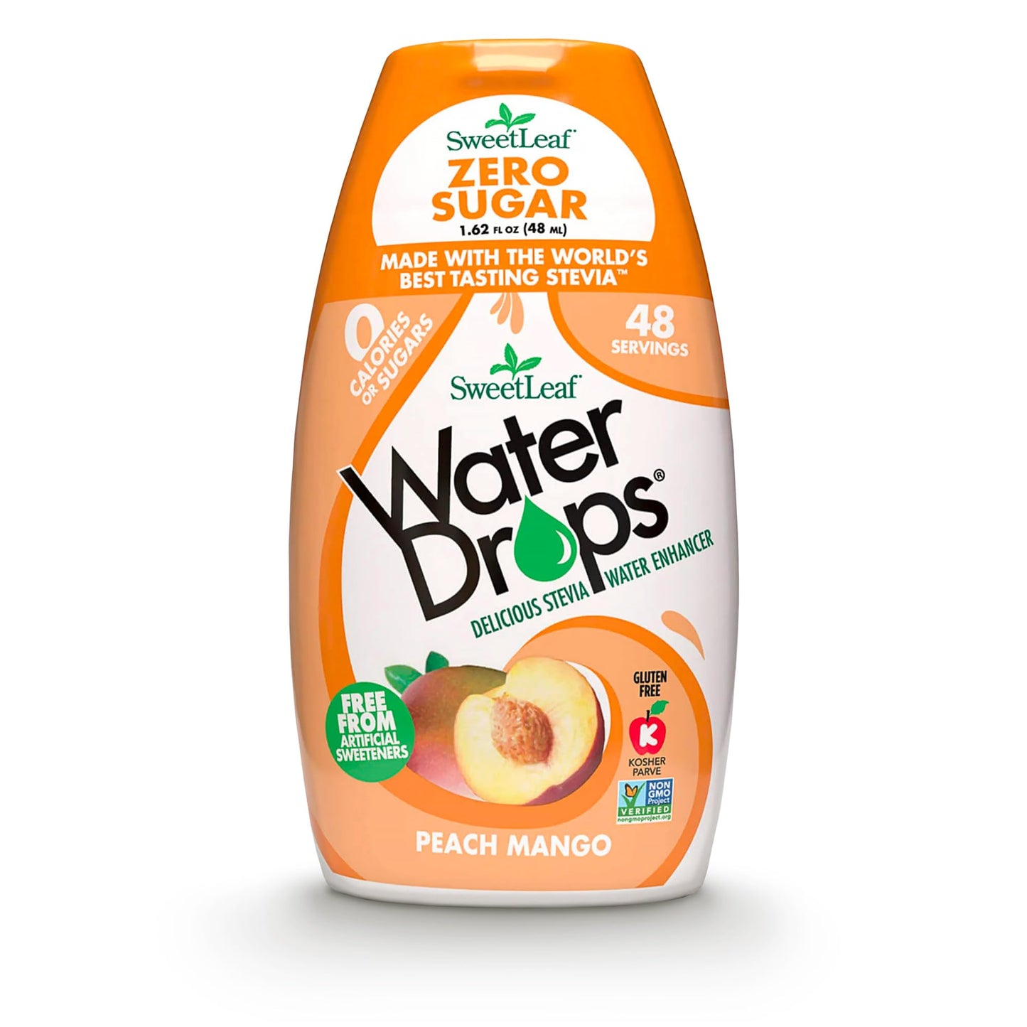 SweetLeaf Water Flavoring Drops- Stevia Water Enhancer, Sugar Free, Zero Calorie Water Additive for Flavor, Contains Monk Fruit Extract, Gluten Free, Keto Friendly- Peach Mango, 1.62 Fl Oz (Pack of 1)