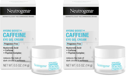 Neutrogena Hydro Boost + Eye Cream for Dark Circles & Puffiness, Under Eye Cream with Caffeine, Hyaluronic Acid and Peptides, Fragrance Free, 0.5 oz