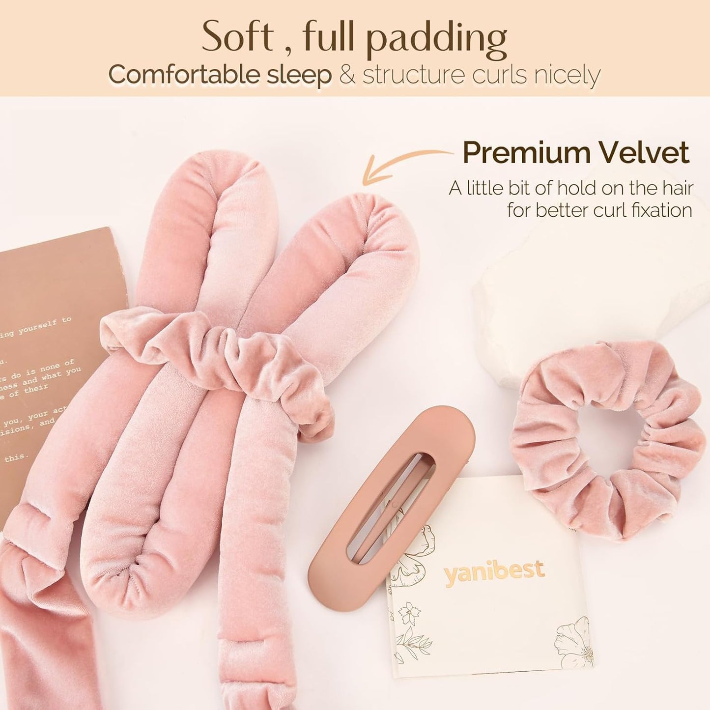 Yanibest_Heatless_Hair_Curler,_No_Heat_Hair_Curlers_to_Sleep_in,_Super_Soft_Ribbon_Wrap_for_Long_Hair,_Overnight_Heatless_Curling_Set_with_Scrunchies_and_Clip,_for_All_Hair_types(Pink)