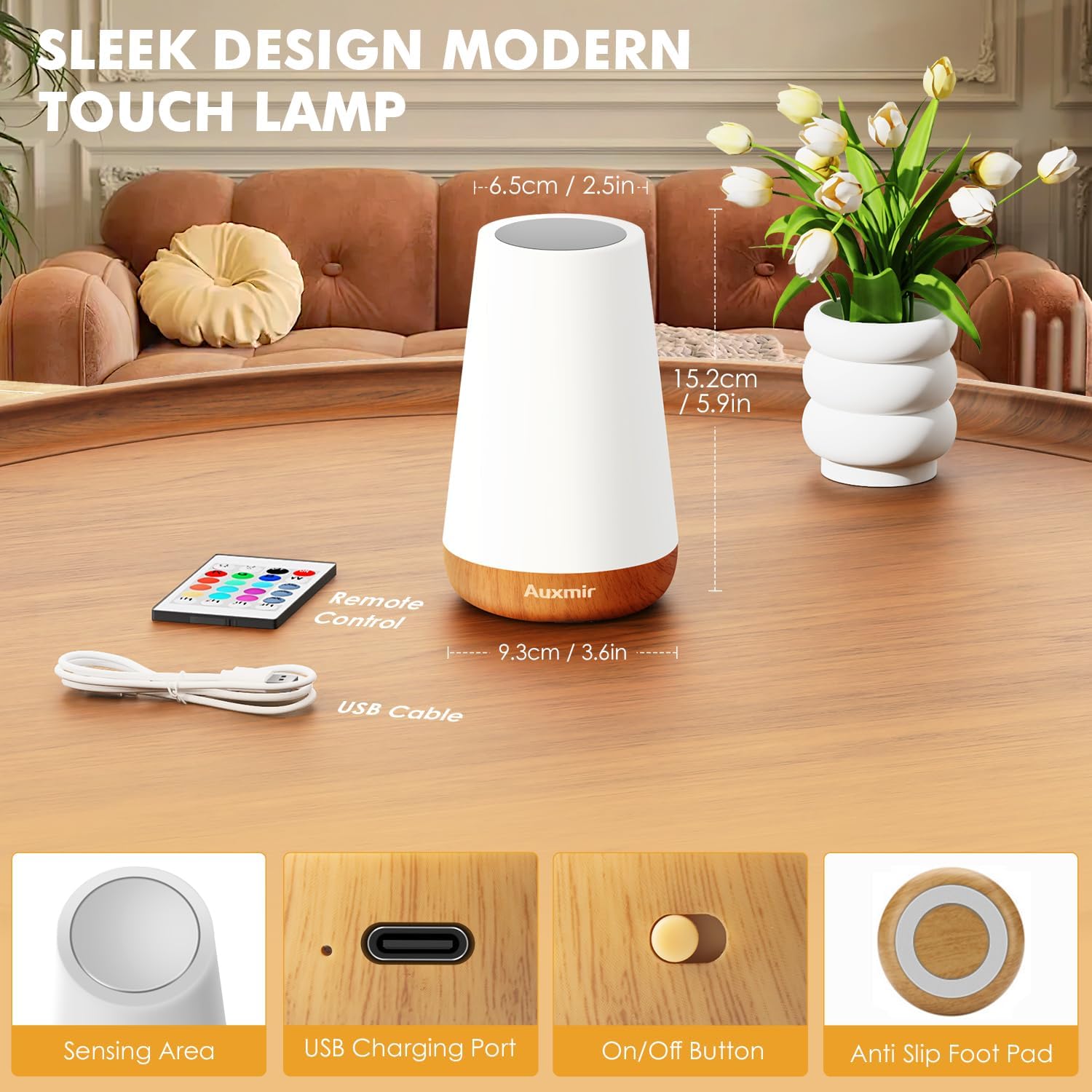 Auxmir_LED_Night_Light_Bedside_Lamp_Touch_and_Remote_Control_Dimmable_Tabletop_13_RGB_Colors_Changing_5_Brightness_Adjustable_Rechargeable_Portable_Lamp_for_Baby_Kids_Nursery_Bedroom_Bathroom_Camping