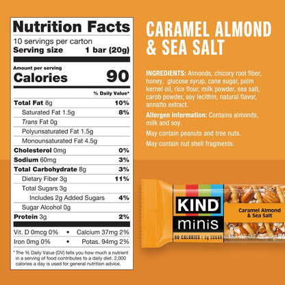KIND_Mini_Snack_Bars_Variety_Pack,_Gluten_Free,_Low_Sugar,_Low_Calorie_Snacks,_Dark_Chocolate_Nuts_&_Sea_Salt,_Caramel_Almond_&_Sea_Salt,_20_Count