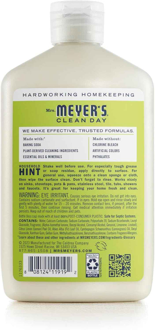 MRS. MEYER'S CLEAN DAY Baking Soda Cream Cleaner, Cuts Grease, Scratch-Free Polish, Lemon Verbena