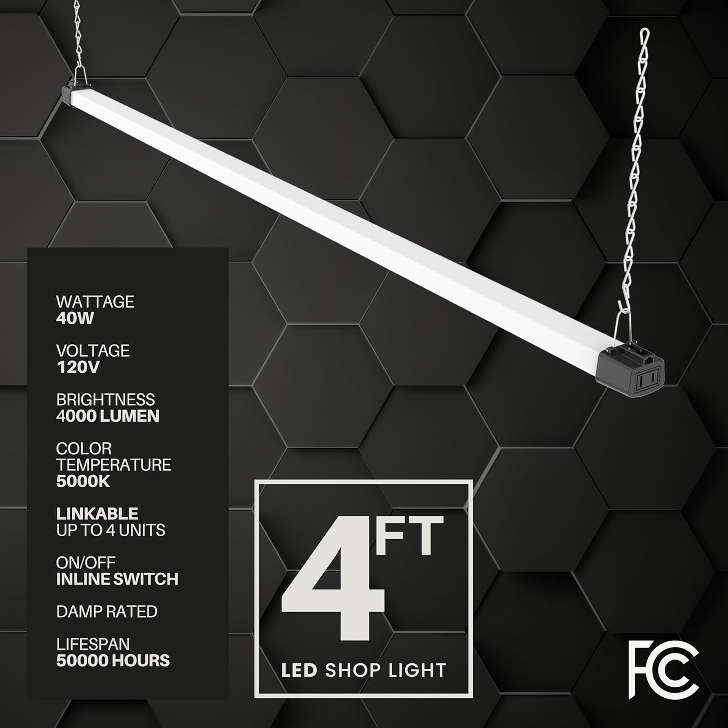 Quarterback_4FT_LED_Shop_Light_40W_Strip_Work_Compact_Slim_with_Inline_Switch_Daylight_White_5000K_for_Garage_Workshop_Basement