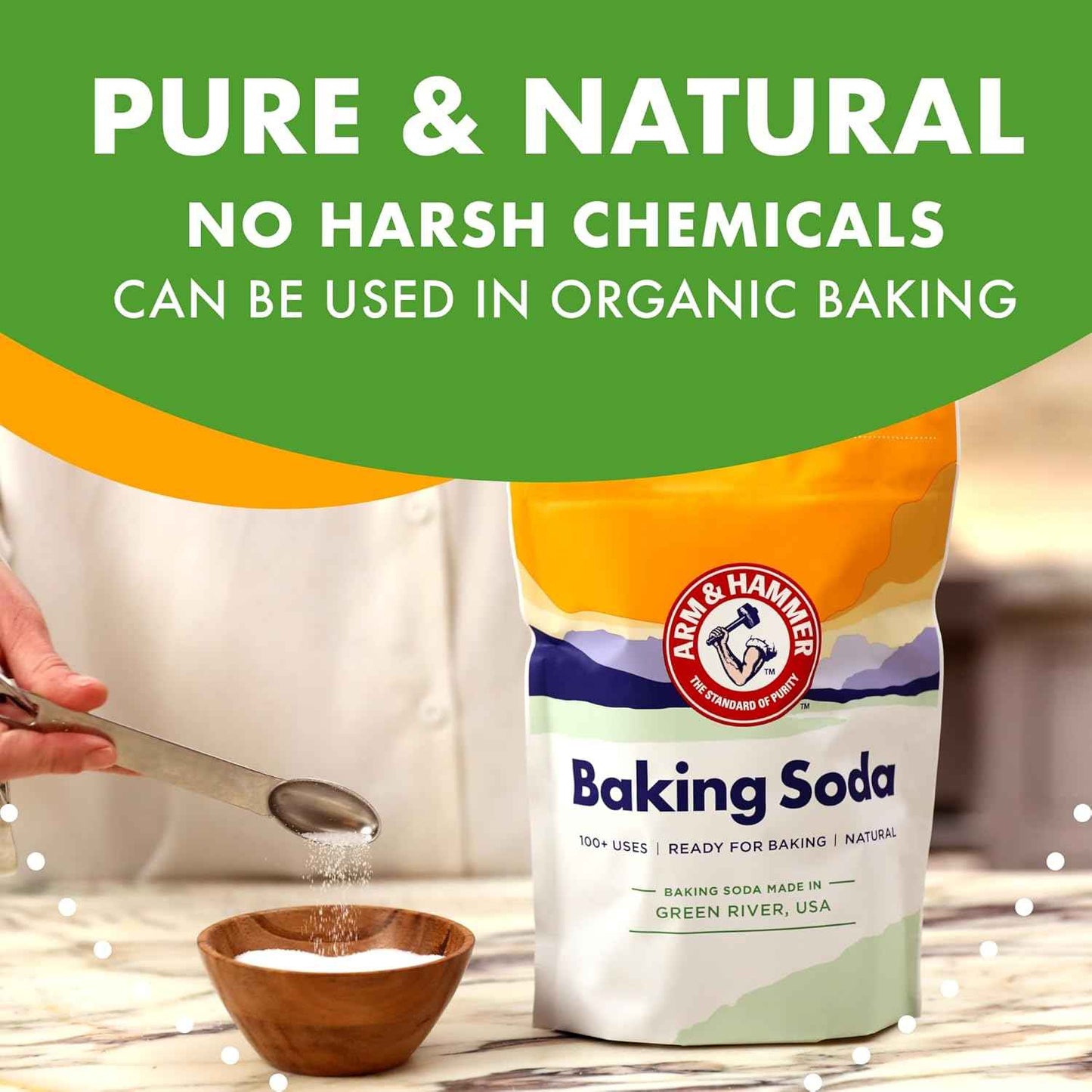 ARM & HAMMER Baking Soda, Multi-Purpose 100% Pure Sodium Bicarbonate Powder for Cooking, Baking, Cleaning, Laundry, Deodorizing, DIY & More