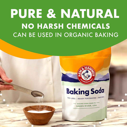 ARM & HAMMER Baking Soda, Multi-Purpose 100% Pure Sodium Bicarbonate Powder for Cooking, Baking, Cleaning, Laundry, Deodorizing, DIY & More