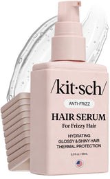 Kitsch Frizz Control Hair Serum - Lightweight Anti Frizz Serum for Curly Hair with Heat Protection | Adds Glossy Shine, Smooths Flyaways & Safe for Color Treated Hair - 2.3oz