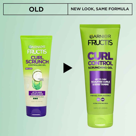 Garnier Fructis Curl Control Scrunching Hair Gel, Curl Jelly for Curly, Wavy, and Coily Hair with Frizz & Edge Control, Up to 24 HR Shape & Shine