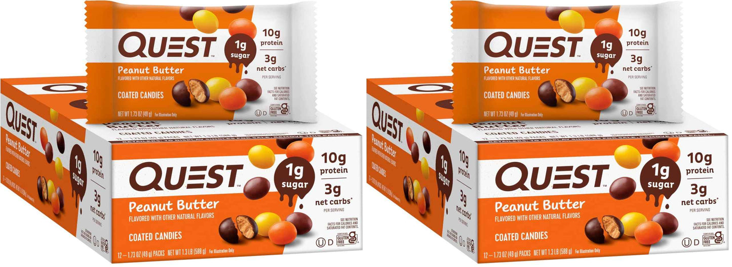 Quest Nutrition Coated Candies, 1g Sugar, 10g Protein, 4g Net Carbs, Gluten Free, Keto Friendly, 12 Count