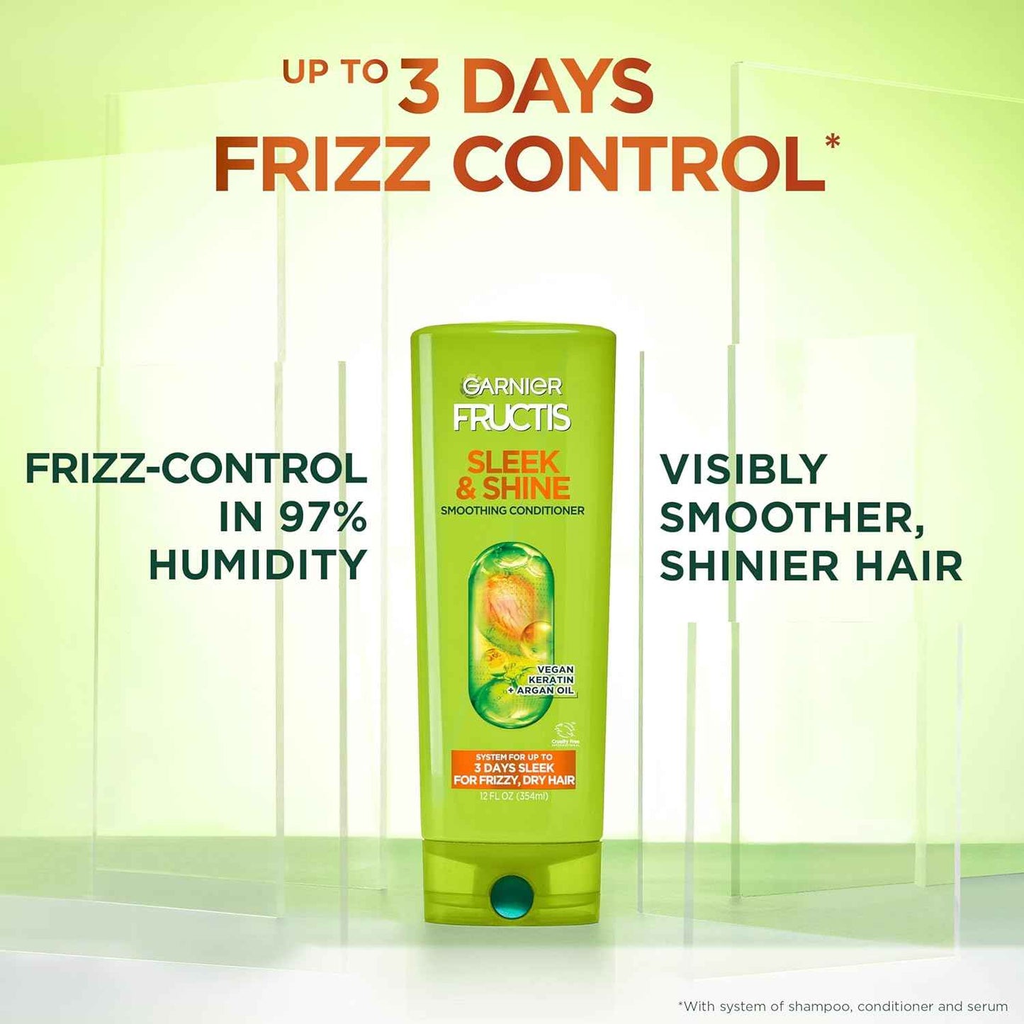 Garnier Fructis Sleek & Shine Conditioner, Frizzy, Dry, Unmanageable Hair