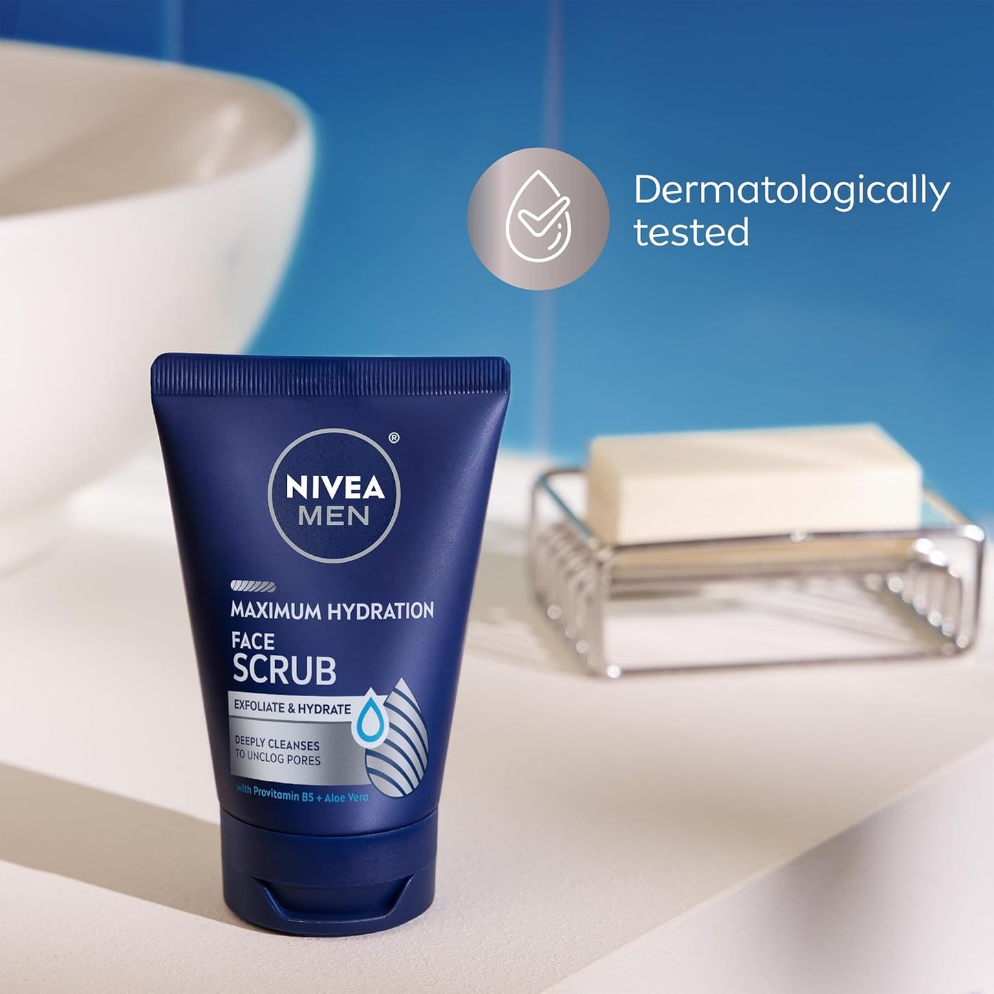 NIVEA_MEN_Maximum_Hydration_Face_Scrub_with_Provitamin_B5_and_Aloe_Vera,_Exfoliating_Face_Wash_Deeply_Cleanses_to_Unclog_Pores,_4.4_Oz_Tube,_Pack_of_3