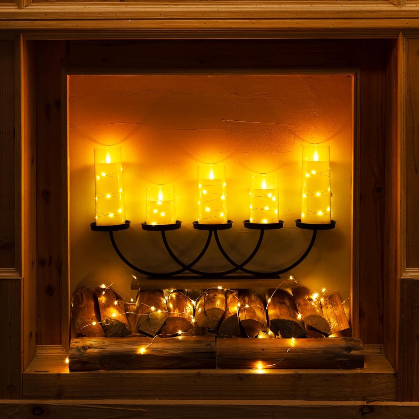 Homemory_Flameless_Candles_with_Embedded_Star_String_Fairy_Lights,_Battery_Operated_Candles,_LED_Candle,_Fake_Candles_with_Remote_Control_and_Timer,_Ivory,_Set_of_5(H4_5"_6"_8"_8")