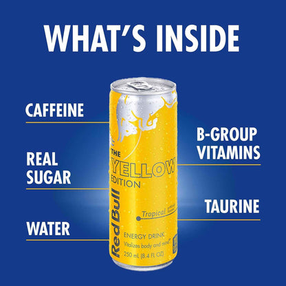 Red Bull Energy Drink Variety Pack, Red Edition, Amber Edition and Yellow Edition Energy Drinks, 8.4 Fl Oz, 24 Cans