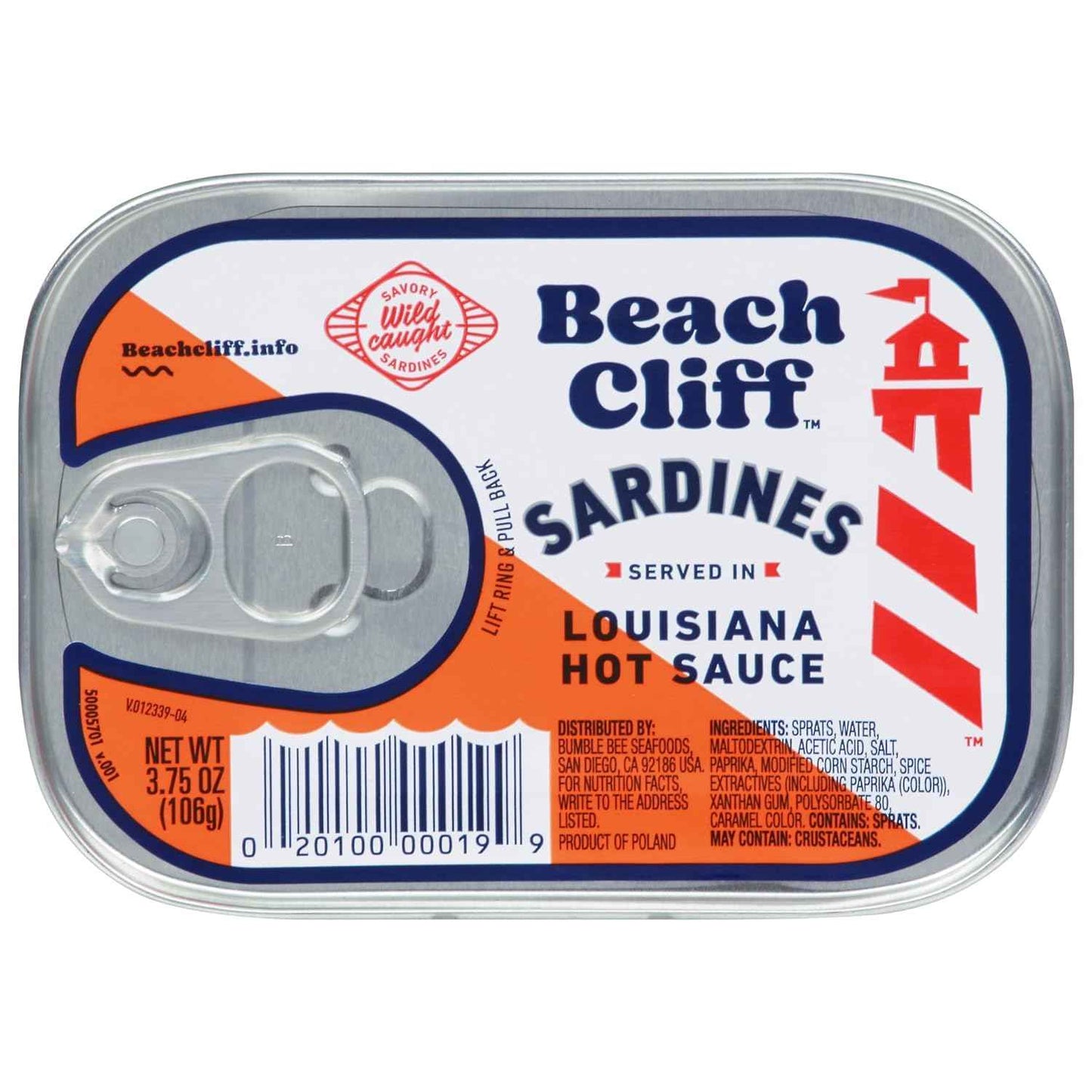 Beach Cliff Wild Caught Sardines, 3.75 oz Can - 13g Protein per Serving - Gluten Free, Keto Friendly - Great for Pasta & Seafood Recipes