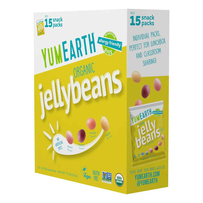 YumEarth Organic Jelly Beans - Fruity Candy Snack Packs, Gluten Free Snacks for Kids - Allergy Friendly, Non-GMO, No Artificial Dyes - Assorted Flavors, 7.5 oz. (Pack of 15)