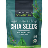 Viva Naturals Organic Chia Seeds 1 LBs - Plant-Based Omega-3 and Vegan Protein, Non-GMO Chia Seeds Organic Perfect for Smoothies, Salads and Chia Seed Pudding, Black Chia Seeds Bulk