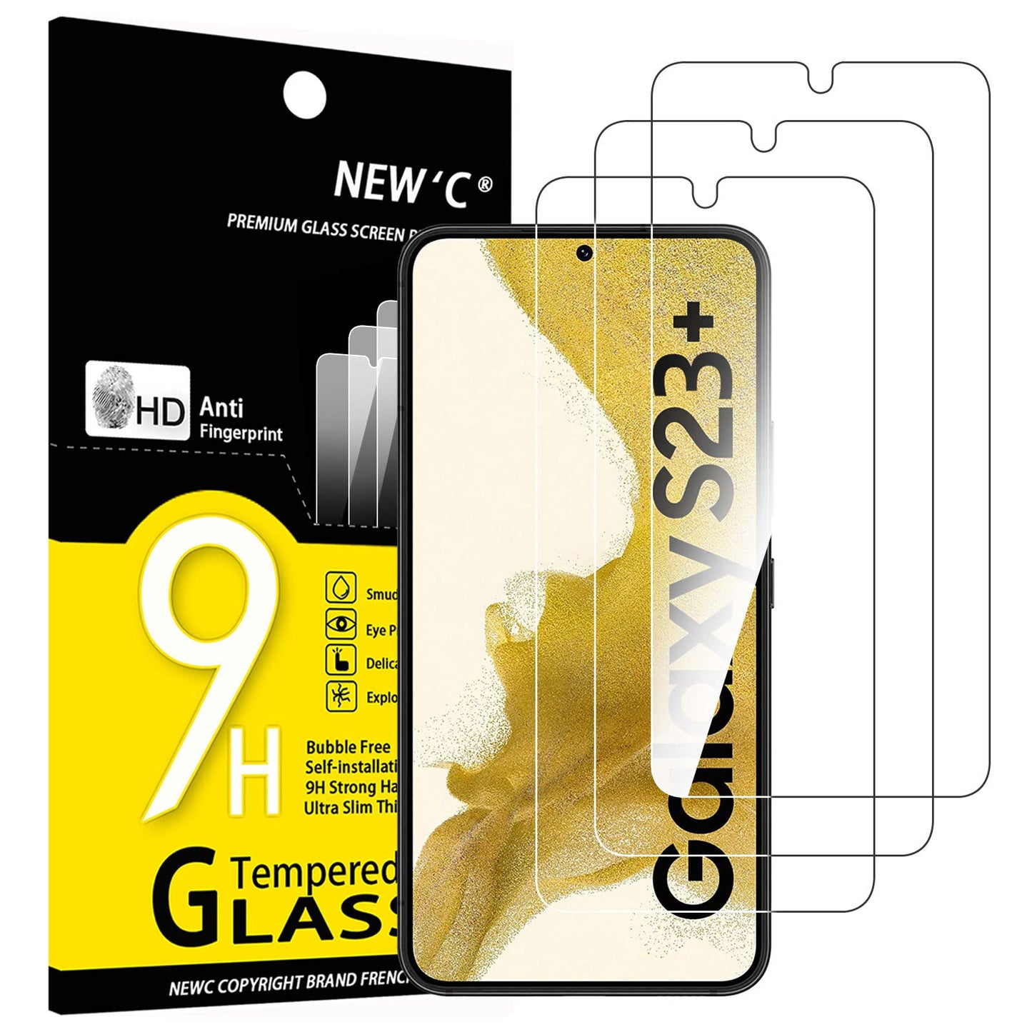 NEW&amp;#39;C 3 Pack Designed for Samsung Galaxy S23 Plus / S23+ Screen Protector Tempered Glass, Anti Scratch, Bubble Free, Ultra Resistant