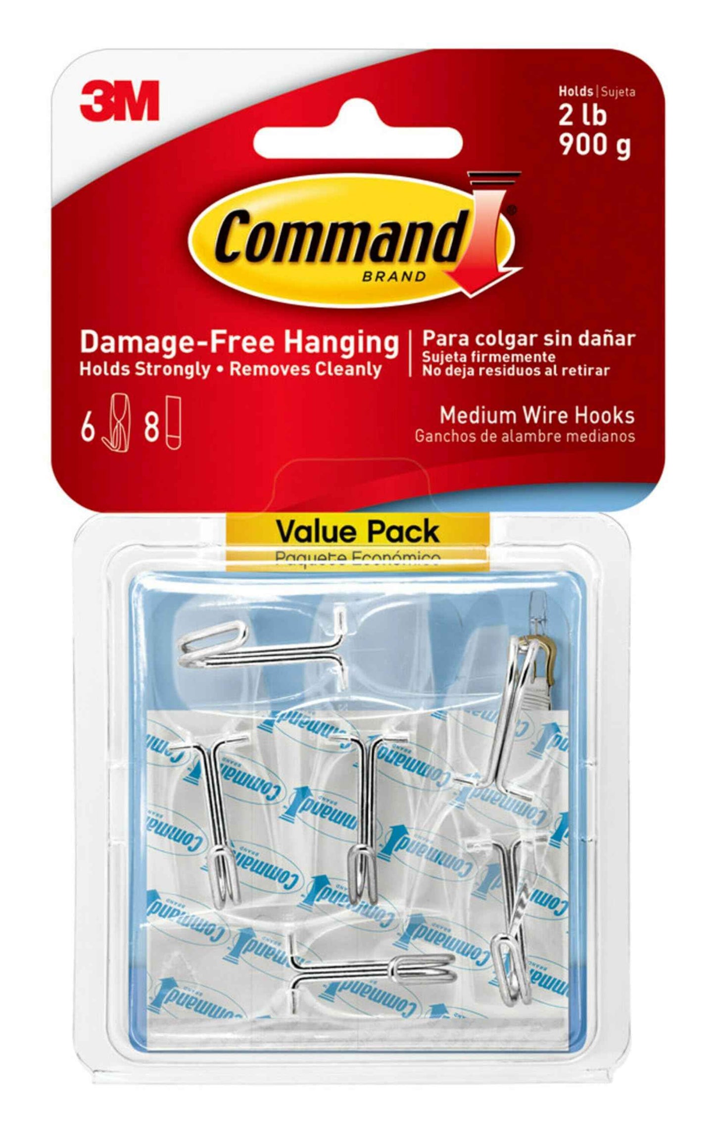Command Medium Clear Wire Toggle Hooks, Damage-Free Hanging with Adhesive, Great for Hanging, Organization and Storage, Holds up to 2 lb