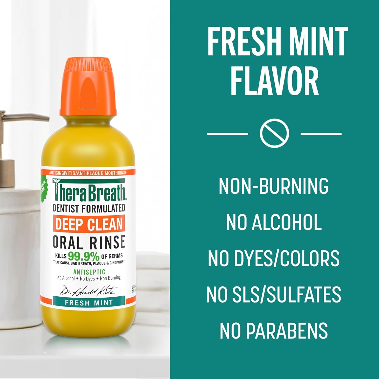 TheraBreath_Deep_Clean_Mouthwash,_Antiseptic_Benefits,_Fresh_Mint_Flavor,_Dentist_Formulated,_Alcohol_Free,_16_fl_oz_(Pack_of_2)