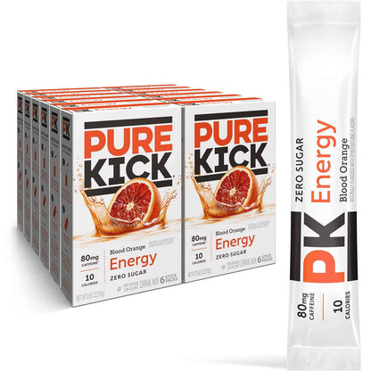 PURE KICK Energy Singles To Go Drink Mix, Includes 12 Boxes with 6 Packets in each Box, 72 Total Packets