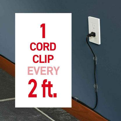 Command Round Cord Clips, Damage-Free Hanging Cable Clips, No Tools Wall Clips for Hanging Electrical Cables of Christmas Decorations