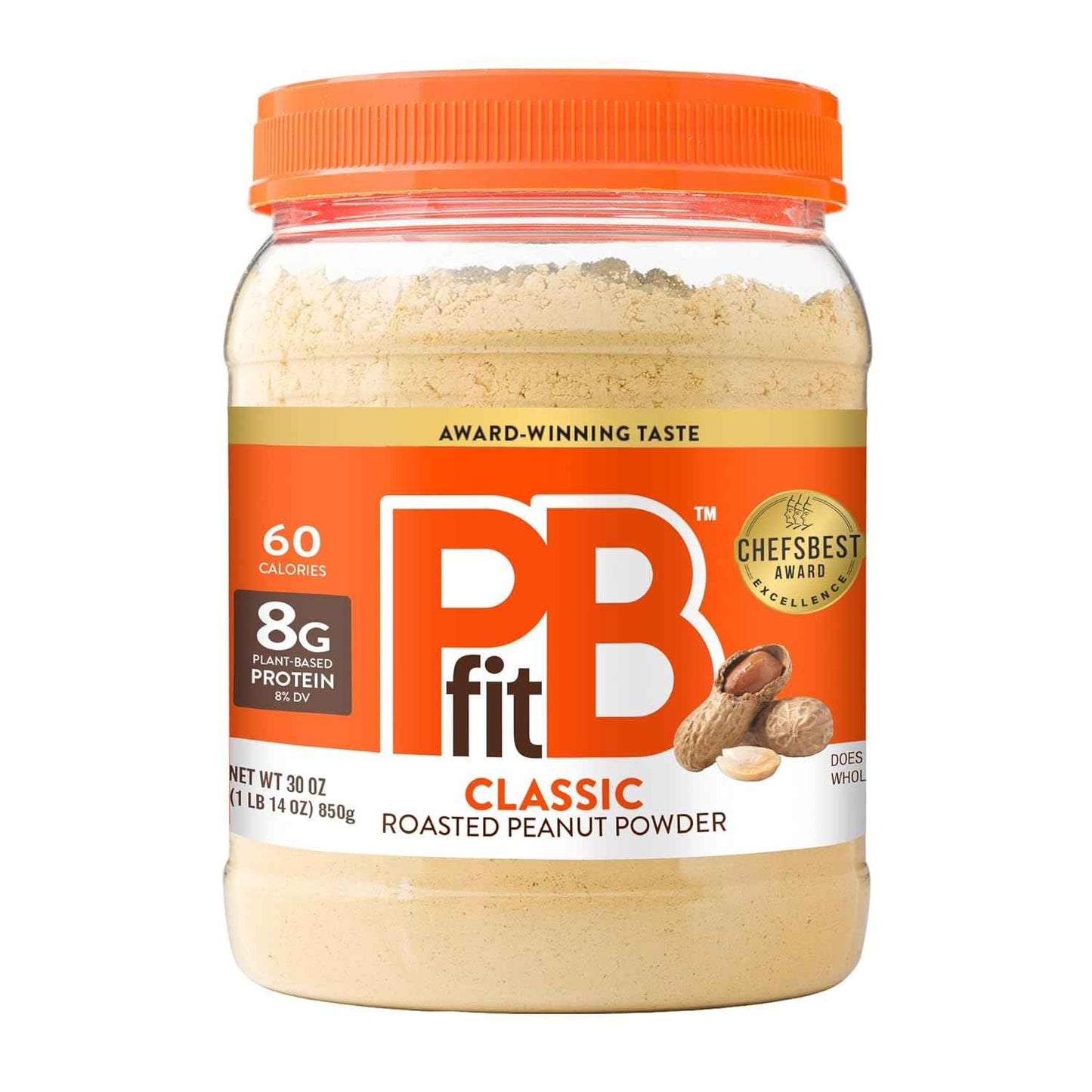 PBfit Peanut Butter Powder, Powdered Peanut Butter Spread From Real Roasted Peanuts, 8g of Protein 8% DV, Gluten-Free, 60 calories, 87% less fat