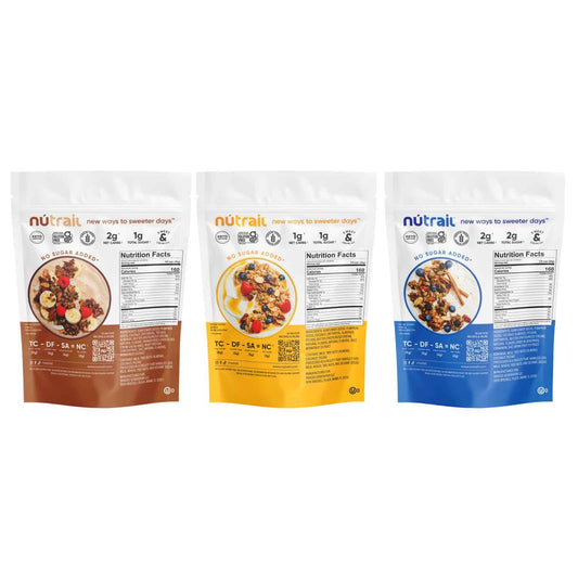 NuTrail Nut Granola Cereal, Variety Pack, No Sugar Added, Keto, Low Carb, Gluten Free, Grain Free, Healthy Breakfast 8 oz.