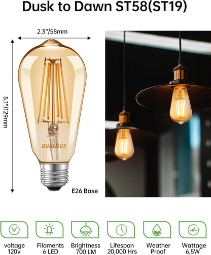 Dusk_to_Dawn_Edison_Light_Bulbs_ST19,_Vintage_Amber_Glass,_2300K_Amber_Warm,_6.5W=60W,_Non-Dimmable_Auto_On/Off_Light_Sensing_LED_Filament_Bulb_Outdoor,_700LM,_E26,_2-Pack,_HQ-H027