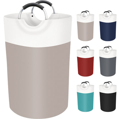BlissTotes 75L Laundry Basket, Freestanding Laundry Hamper, Collapsible Dirty Clothes Hamper, Waterproof Fabric with Foam Protected Aluminum Handles for College, Dorm, Family (Brown)