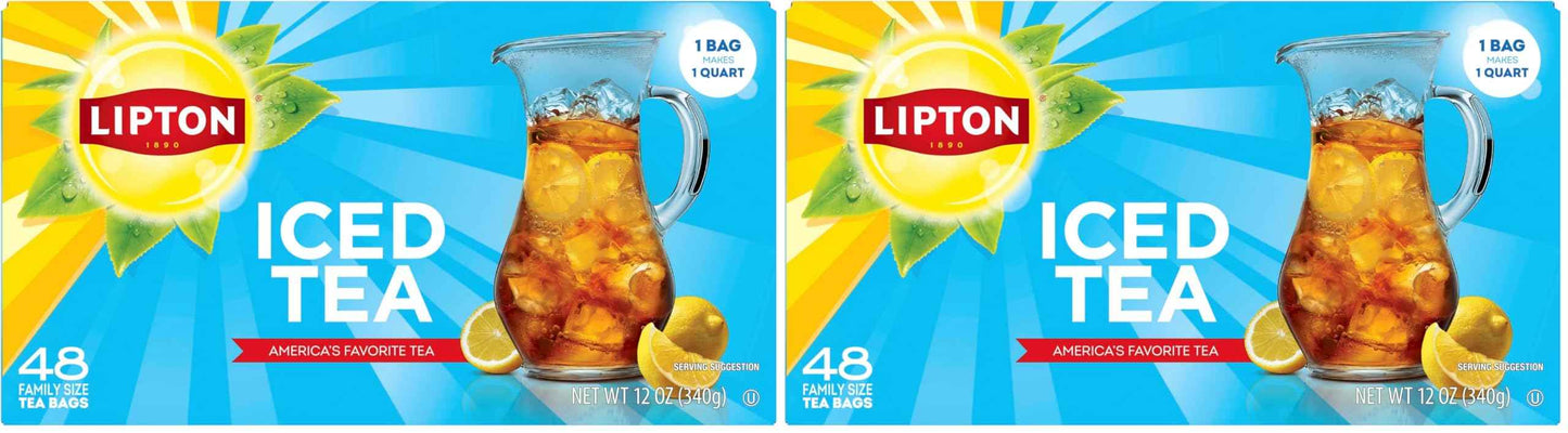 Lipton Unsweetened Iced Tea Bags, Family Size Zero Calories, 48 Tea Bags