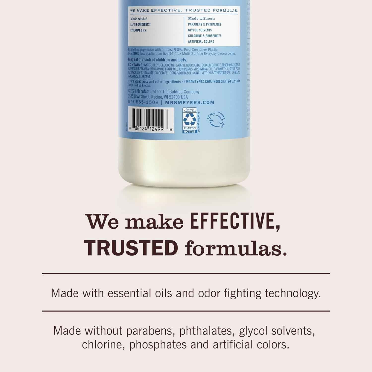 Mrs. MEYER'S CLEAN DAY Multi-Surface Everyday Concentrate, Rain Water Scent, 32 Fl Oz Bottle