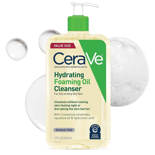 CeraVe Hydrating Foaming Oil Cleanser, Moisturizing Oil Cleanser for Face & Body, Squalane Oil + Hyaluronic Acid + Ceramides, For Dry to Very Dry Skin, Fragrance Free & Residue Free