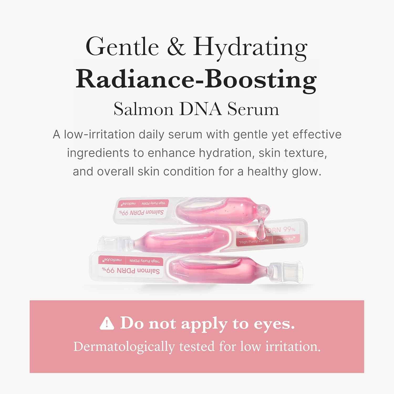medicube Salmon DNA PDRN Pink One Day Serum | 99% Salmon DNA PDRN Intensive Ampoule, Collagen, Glutathione, Hyaluronic Acid - Improves skin radiance | Korean skincare 0.05 fl.oz x 10e