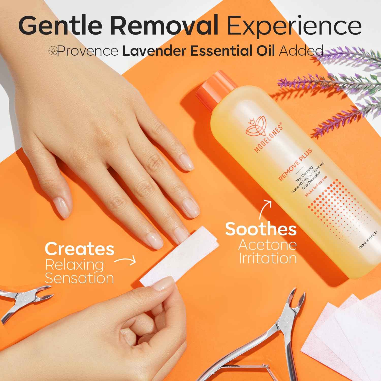 Modelones Acetone Nail Polish Remover, Professional Gel Polish Remover, Nail Glue Remover Natural Formula with Jojoba Oil for Nail Moisturizing & Care, Acrylic Dip Powder Remover(8 FL.Oz.)