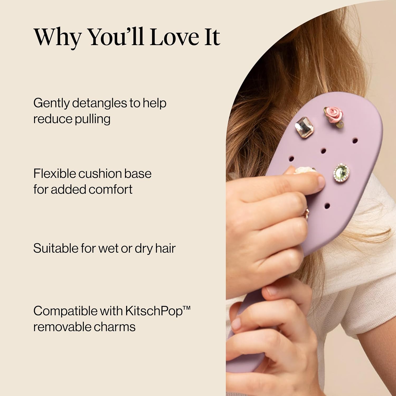 KitschPop™_Paddle_Hairbrush_for_Women_–_Flexible_Bristles_Paddle_Brush_for_Less_Breakage,_Scalp-Stimulating_Detangler_Hair_Brush_for_Wet_&_Dry_Hair,_Customizable_with_KitschPop™_Charms_-_Soft_Violet