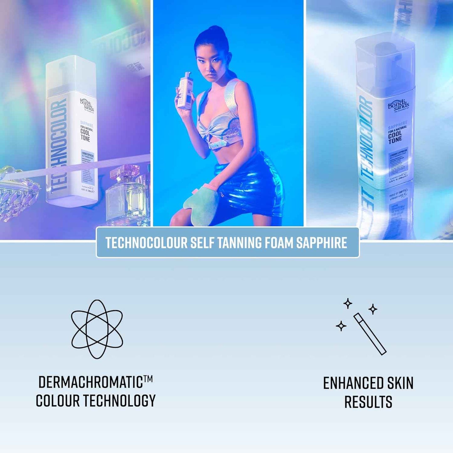 Bondi Sands Technocolor 1 Hour Express Self Tanning Foam, Innovative Formula, Hydrates for Natural Enhanced Skin Results, Available in 4 Shades