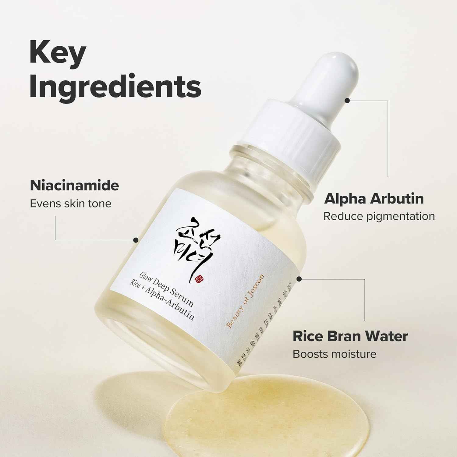 Beauty of Joseon Glow Deep Serum Rice Alpha-Arbutin for Uneven Dull Skin Tone, Daily Korean Skin Care for Men and Women
