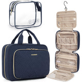 BAGSMART Toiletry Bag Hanging Travel Makeup Organizer with TSA Approved Transparent Cosmetic Bag Makeup Bag for Full Sized Toiletries