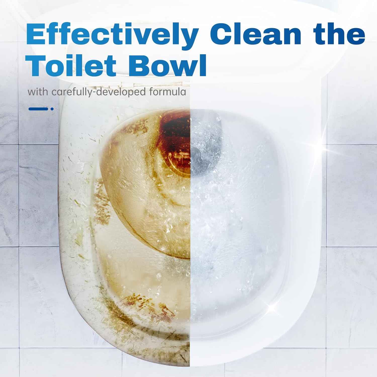 Vacplus Toilet Bowl Cleaner Tablets, Automatic Toilet Bowl Cleaners with Bleach for Deodorizing and Descaling, Bathroom Cleaner Against Tough Stains