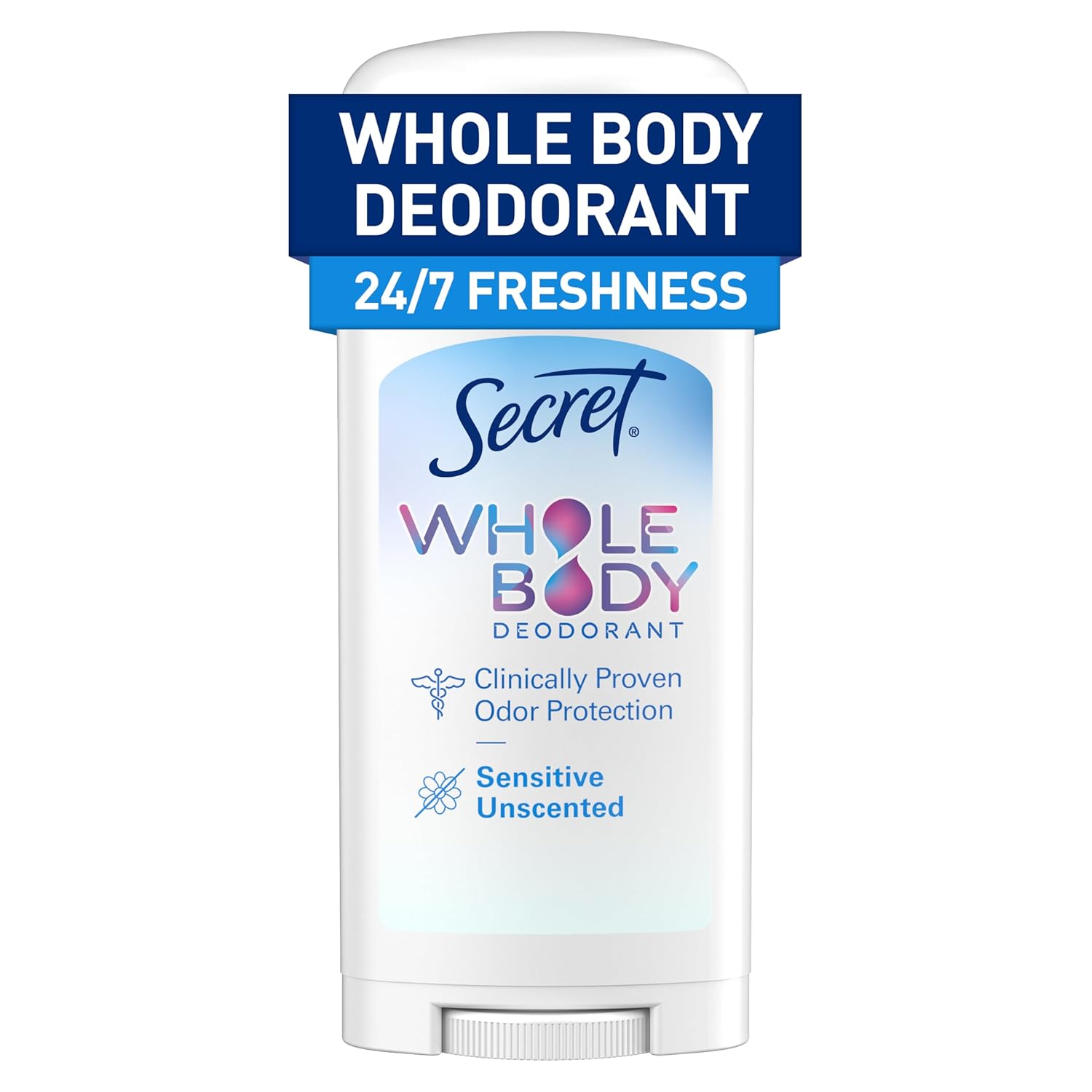 Secret_Whole_Body_Deodorant_Stick_for_Women,_Naturally_Derived_Ingredients,_Unscented,_Aluminum_Free_Deoderant_Stick,_72_HR_Odor_Protection,_2.4_oz