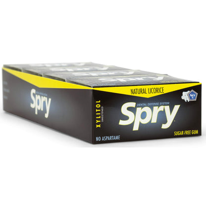 Spry Fresh Natural Xylitol Chewing Gum Dental Defense System - Aspartame-Free, Sugar-Free, Non-GMO, Gluten-Free (Licorice, 10 Count Blister Cards - Pack of 20)